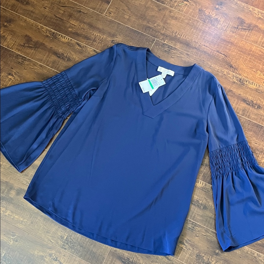 MICHAEL Michael Kors Navy Blouse with Flared Sleeves